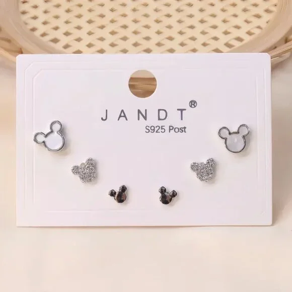 NWT Set of 3 Mickey Mouse Earrings  Gold or Silver - Picture 5 of 5